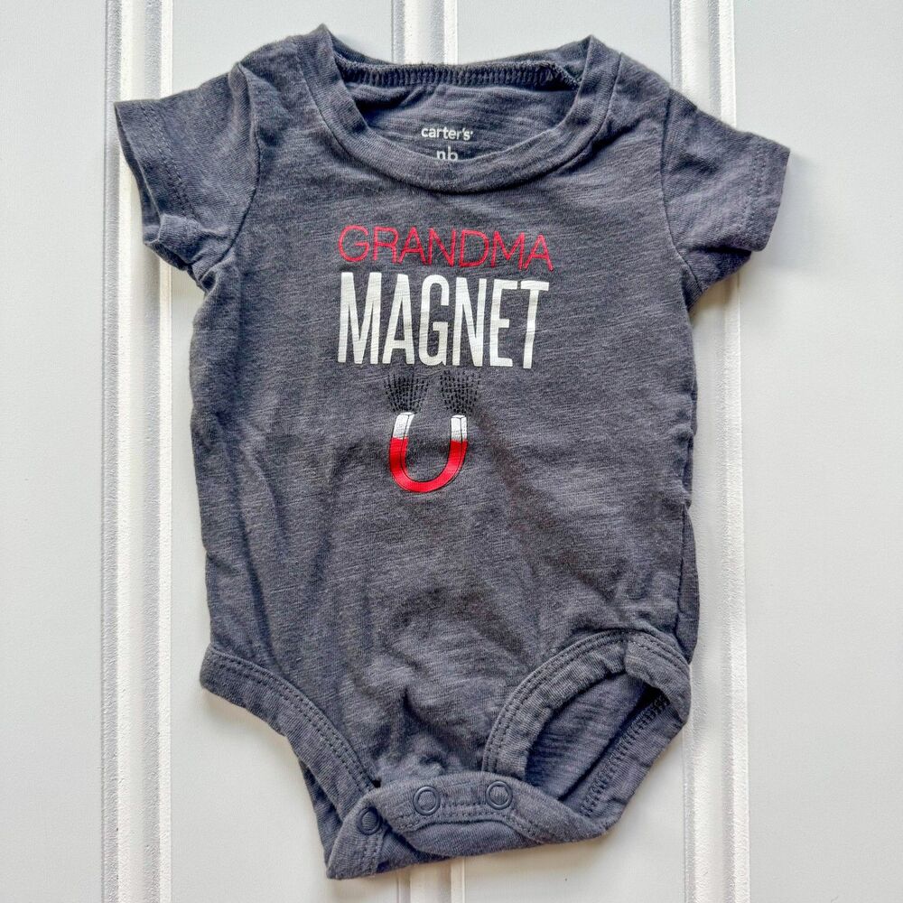 4/$10 - Carter’s “Grandma Magnet” Cotton Newborn Baby Onesie Bodysuit